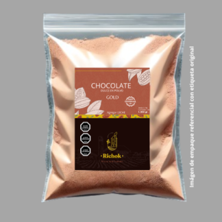 Polvo base para preparar chocolate caliente Richok GOLD Sin Leche con CHOCOLATE BELGA 51% cacao 1.000 gr